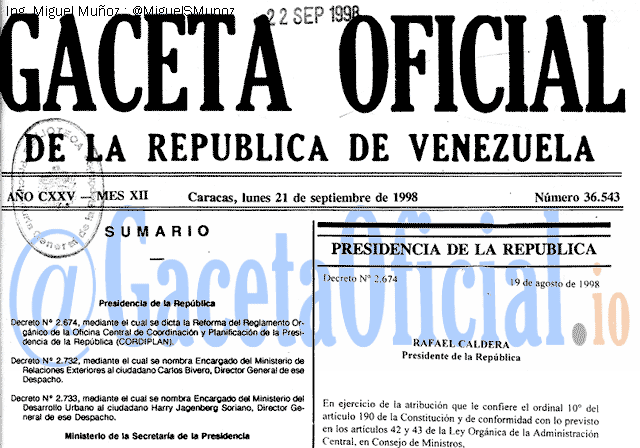 Gaceta Oficial 36543 del 21 Septiembre 1998