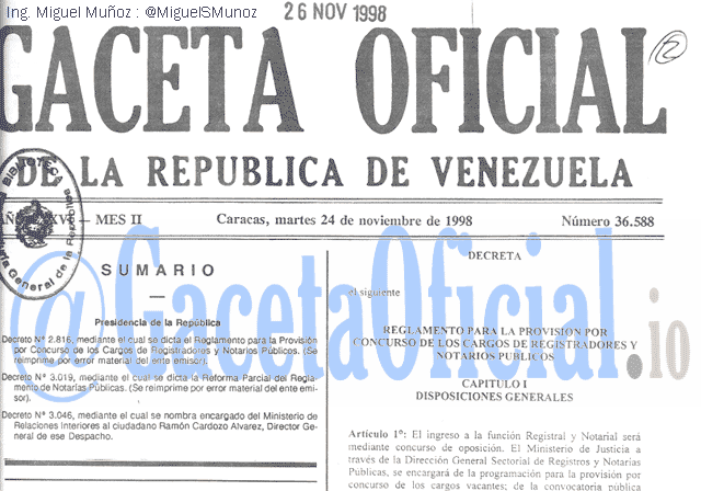 Gaceta Oficial 36588 del 24 Noviembre 1998