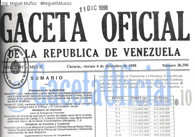 Gaceta Oficial 36596 del 4 Diciembre 1998