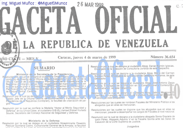 Gaceta Oficial 36654 del 4 Marzo 1999