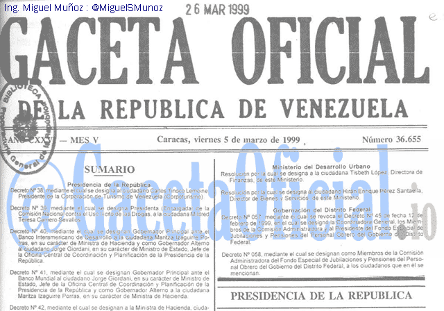 Gaceta Oficial 36655 del 5 Marzo 1999
