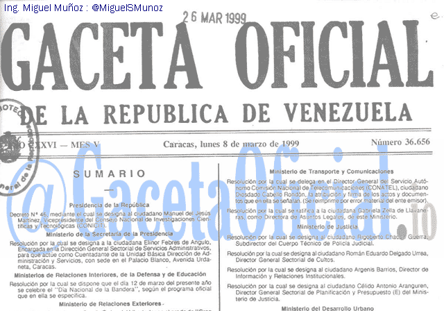 Gaceta Oficial 36656 del 8 Marzo 1999