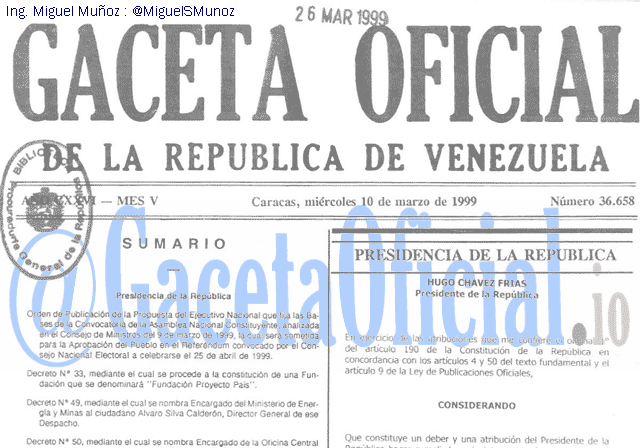 Gaceta Oficial 36658 del 10 Marzo 1999