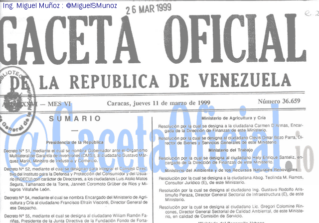 Gaceta Oficial 36659 del 11 Marzo 1999