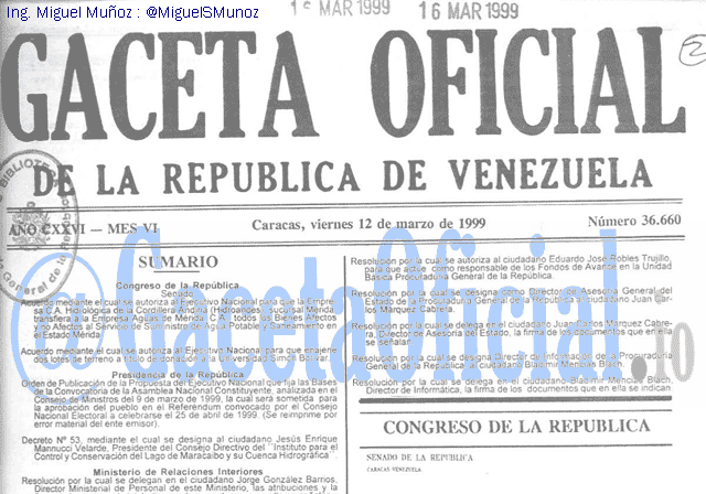 Gaceta Oficial 36660 del 10 Marzo 1999