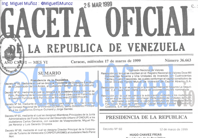 Gaceta Oficial 36663 del 17 Marzo 1999