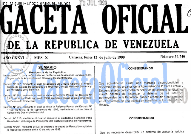 Gaceta Oficial 36740 del 12 Julio 1999
