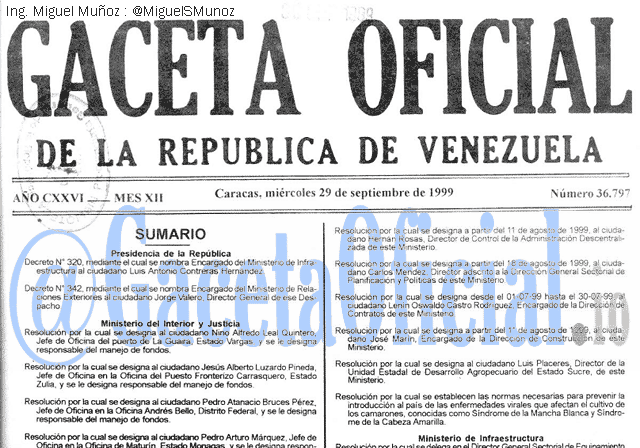 Gaceta Oficial 36797 del 29 Septiembre 1999
