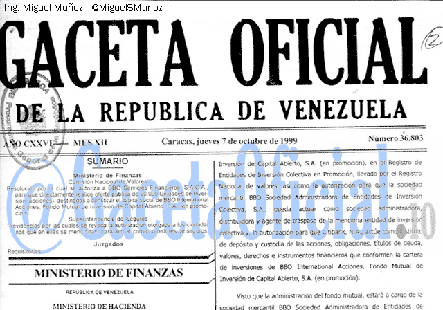 Gaceta Oficial 36803 del 7 Octubre 1999