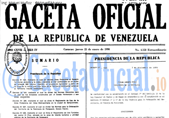 Gaceta Oficial 4158 del 25 Enero 1990