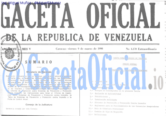 Gaceta Oficial 4170 del 9 Marzo 1990
