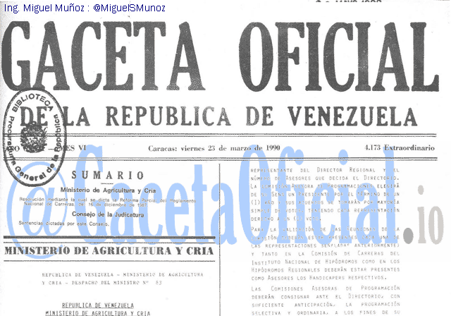 Gaceta Oficial 4173 del 23 Marzo 1990