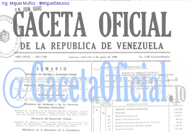 Gaceta Oficial 4188 del 6 Junio 1990