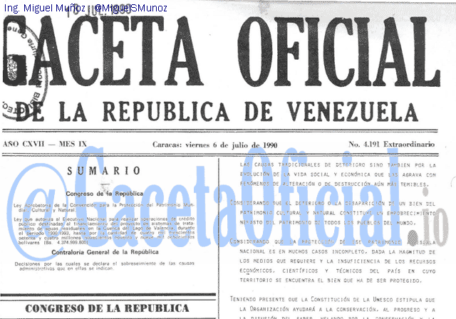 Gaceta Oficial 4191 del 6 Julio 1990
