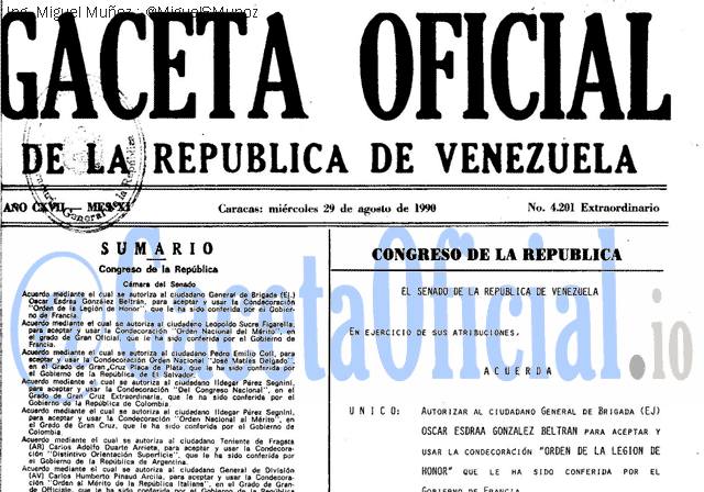 Gaceta Oficial 4201 del 29 Agosto 1990