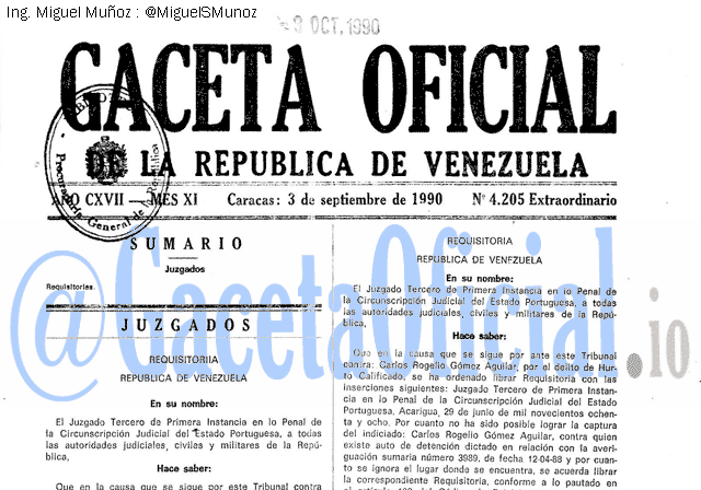 Gaceta Oficial 4205 del 3 Septiembre 1990
