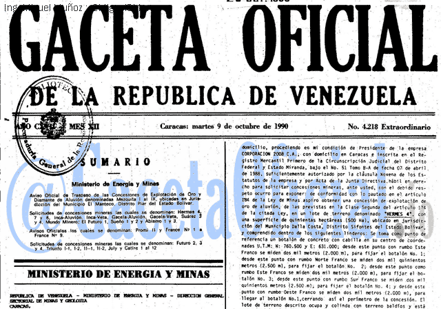 Gaceta Oficial 4218 del 9 Octubre 1990