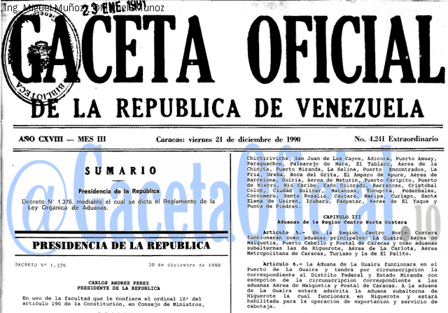 Gaceta Oficial 4241 del 21 Diciembre 1990