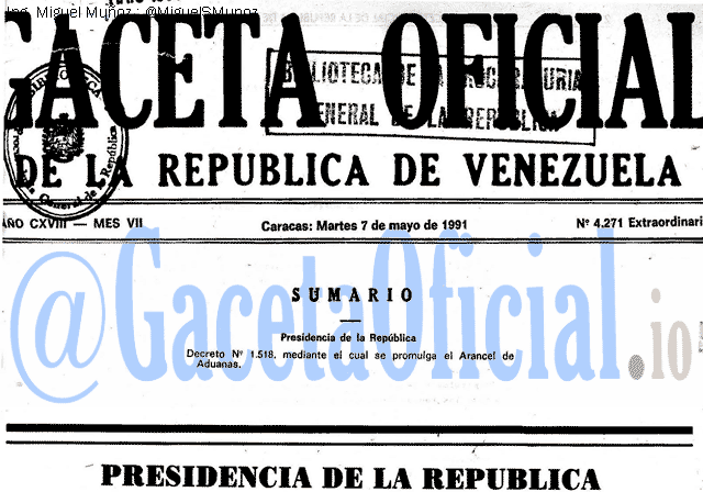 Gaceta Oficial 4271 del 7 Mayo 1991