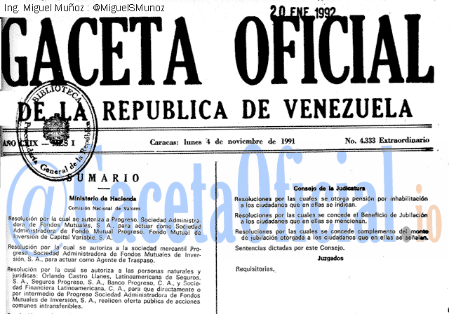Gaceta Oficial 4333 del 4 Noviembre 1991