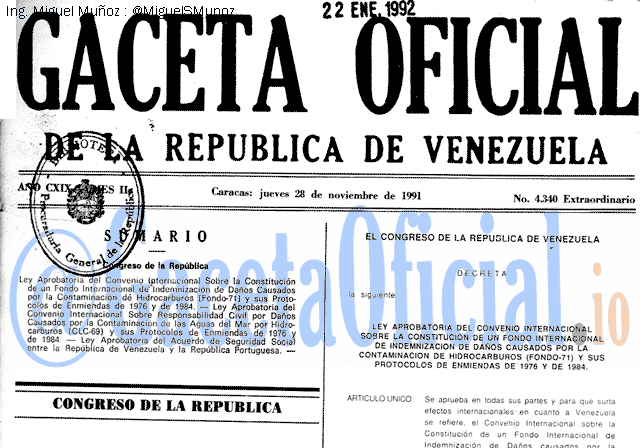 Gaceta Oficial 4340 del 28 Noviembre 1991