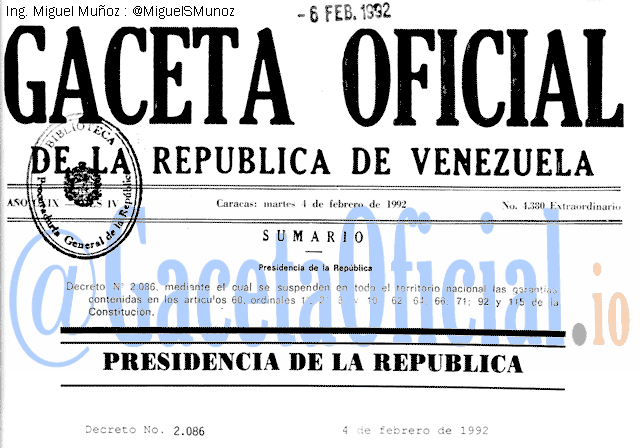 Gaceta Oficial 4380 del 4 Febrero 1992