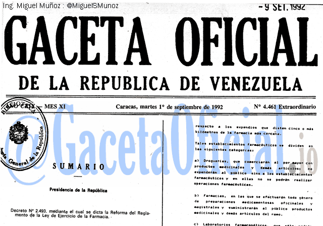 Gaceta Oficial 4461 del 1 Septiembre 1992