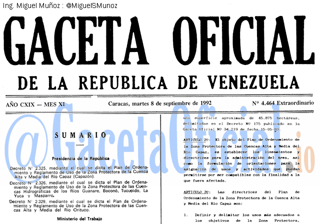 Gaceta Oficial 4464 del 8 Septiembre 1992