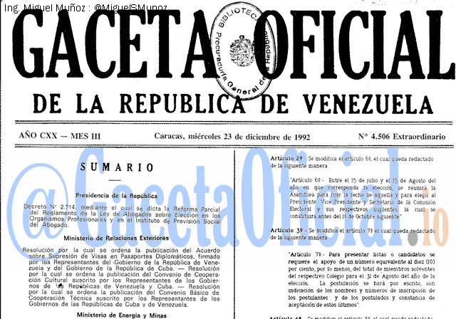 Gaceta Oficial 4506 del 23 Diciembre 1992