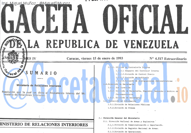 Gaceta Oficial 4517 del 15 Enero 1993
