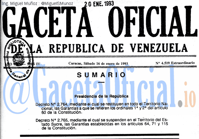 Gaceta Oficial 4519 del 16 Enero 1993