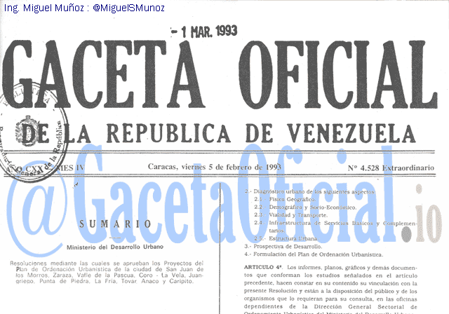 Gaceta Oficial 4528 del 5 Febrero 1993