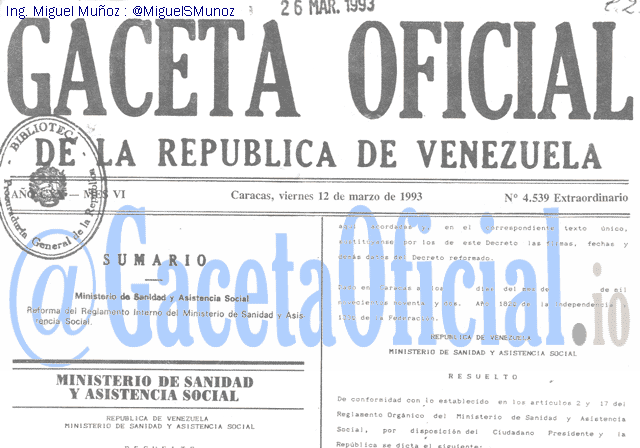 Gaceta Oficial 4539 del 12 Marzo 1993
