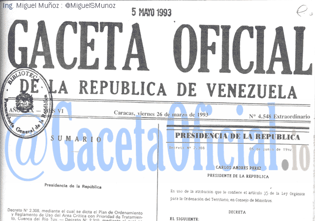 Gaceta Oficial 4548 del 26 Marzo 1993