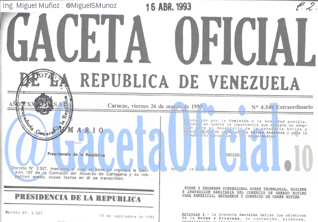 Gaceta Oficial 4549 del 26 Marzo 1993