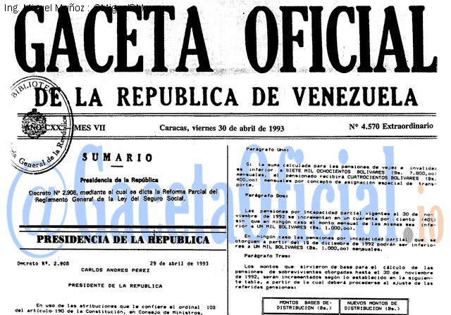Gaceta Oficial 4570 del 30 Abril 1993