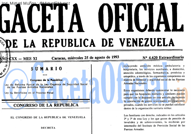 Gaceta Oficial 4620 del 25 Agosto 1993