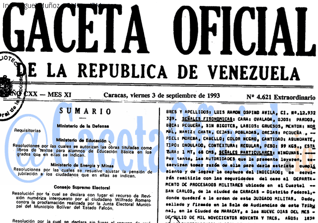 Gaceta Oficial 4621 del 3 Septiembre 1993