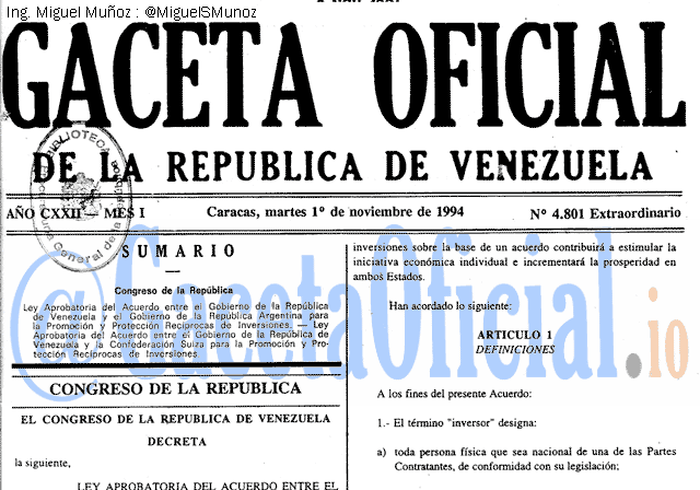 Gaceta Oficial 4801 del 1 Noviembre 1994