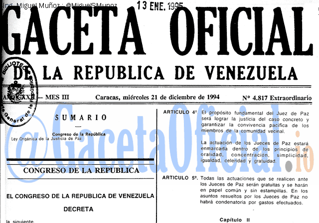 Gaceta Oficial 4817 del 21 Diciembre 1994