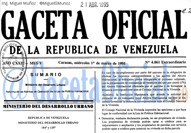 Gaceta Oficial 4861 del 1 Marzo 1995