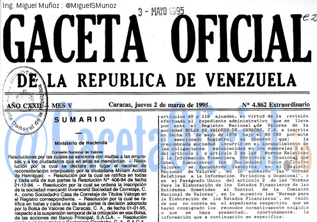 Gaceta Oficial 4862 del 2 Marzo 1995