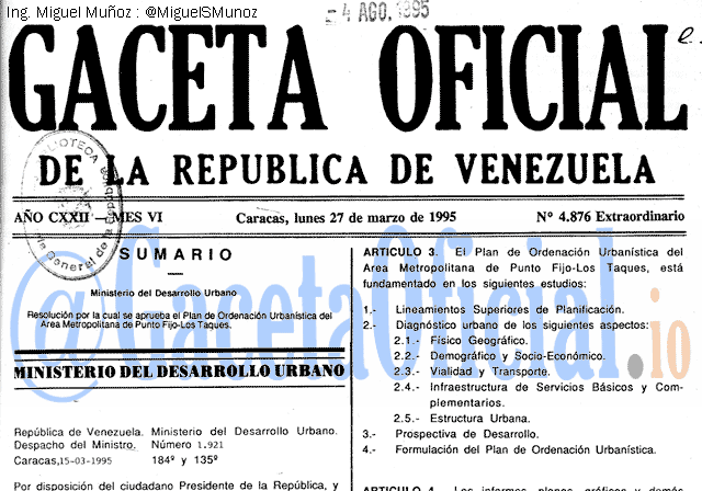 Gaceta Oficial 4876 del 27 Marzo 1995