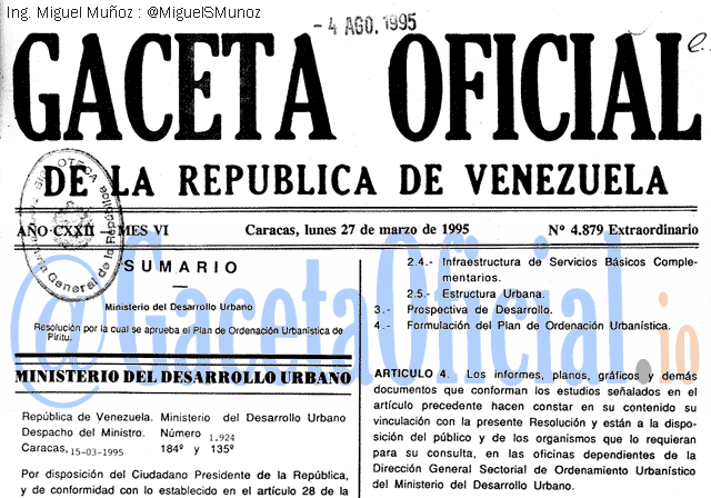 Gaceta Oficial 4879 del 27 Marzo 1995