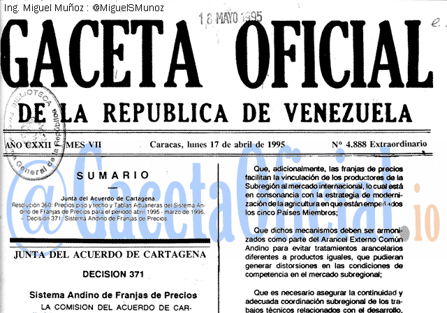Gaceta Oficial 4888 del 17 Abril 1995