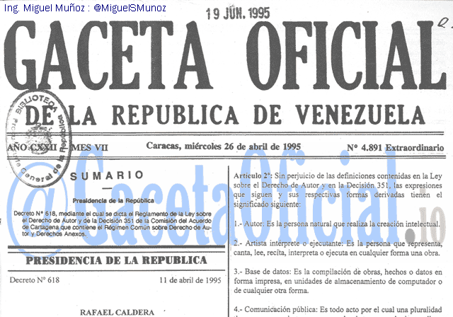 Gaceta Oficial 4891 del 26 Abril 1995