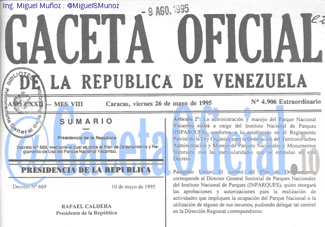 Gaceta Oficial 4906 del 26 Mayo 1995