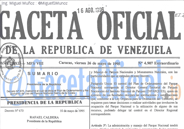 Gaceta Oficial 4907 del 26 Mayo 1995
