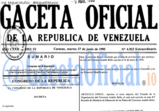Gaceta Oficial 4923 del 27 Junio 1995