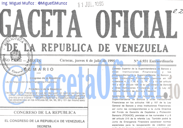 Gaceta Oficial 4931 del 6 Julio 1995